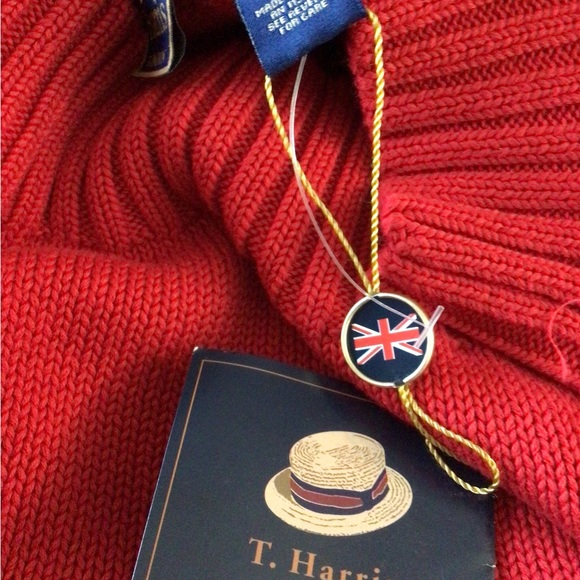 T.Harris London 100% cotton long sleeves crew neck red sweater size medium - Picture 9 of 10